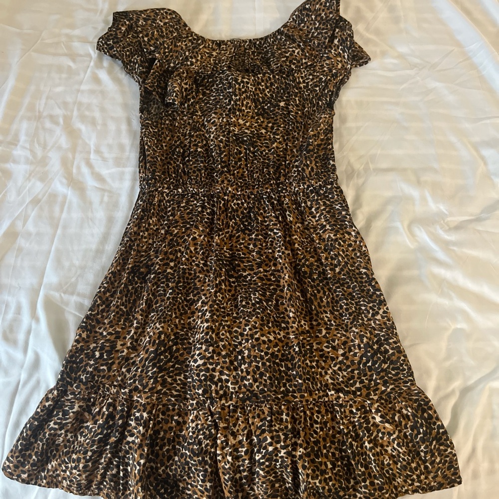 Old Navy Brown and Black Flutter Sleeve Mini Dress